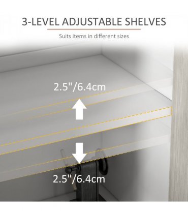 Sideboard White 121L x 37W x 75H cm HOMCOM Storage Cabinet Adjustable Shelves