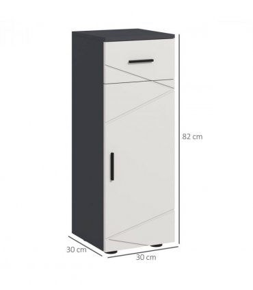 Steel Grey Bathroom Storage Cabinet with Soft Close Door, 30L x 30W x 82H cm