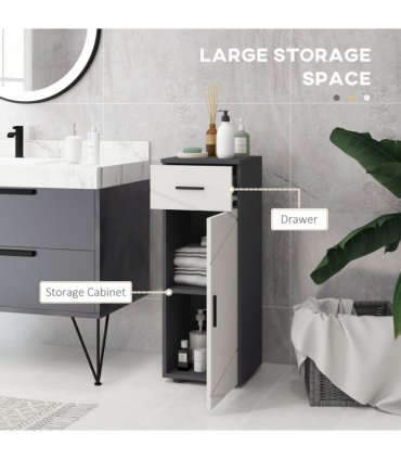 Steel Grey Bathroom Storage Cabinet with Soft Close Door, 30L x 30W x 82H cm