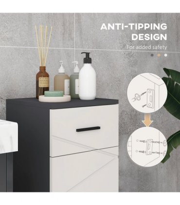 Steel Grey Bathroom Storage Cabinet with Soft Close Door, 30L x 30W x 82H cm
