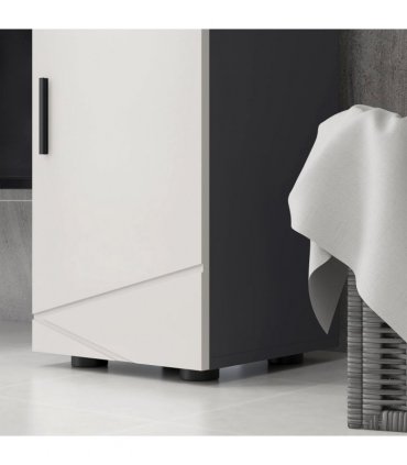 Steel Grey Bathroom Storage Cabinet with Soft Close Door, 30L x 30W x 82H cm