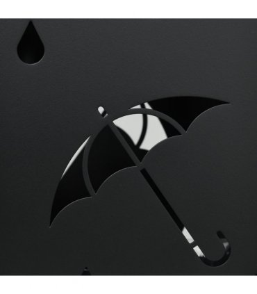 HOMCOM Metal Umbrella Stand, Square Umbrella Basket with 4 Hooks and Drip Tray