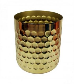 Honeycomb Metal Planter - Gold - 18cm x 15.5cm