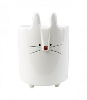 Ceramic White Rabbit Planter 15cm Home Decor Display Plants Flowers