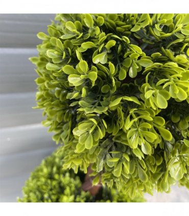 90cm Pair of Green Double Ball Topiary Trees