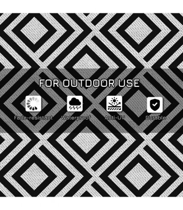 Outdoor Rug Black and White Rhombus 182 x 274 cm Polypropylene Plastic Non-woven