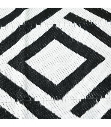 Outdoor Rug Black and White Rhombus 182 x 274 cm Polypropylene Plastic Non-woven