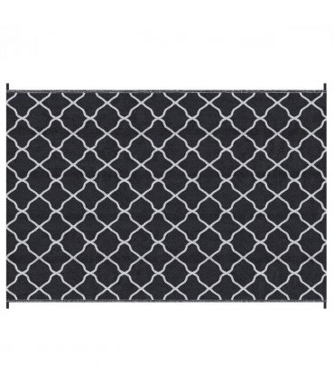 Outsunny Reversible Waterproof Outdoor Rug with Carry Bag, 182 x 274 cm, Black