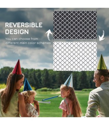 Outsunny Reversible Waterproof Outdoor Rug with Carry Bag, 182 x 274 cm, Black