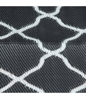 Outsunny Reversible Waterproof Outdoor Rug with Carry Bag, 182 x 274 cm, Black