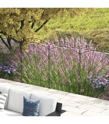 Steel Black Garden Fence 348L x 110H cm Border Edging Swirls Patio Decoration