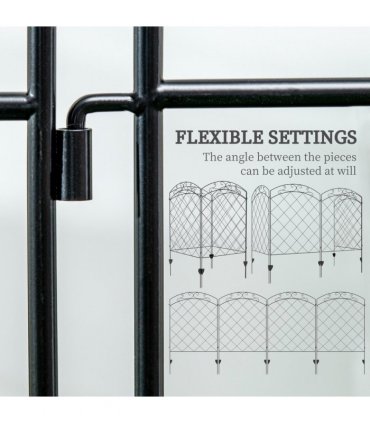 Steel Black Garden Fence 348L x 110H cm Border Edging Swirls Patio Decoration