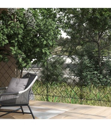 Steel Black Garden Fence 348L x 110H cm Border Edging Swirls Patio Decoration