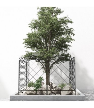 Steel Black Garden Fence 348L x 110H cm Border Edging Swirls Patio Decoration