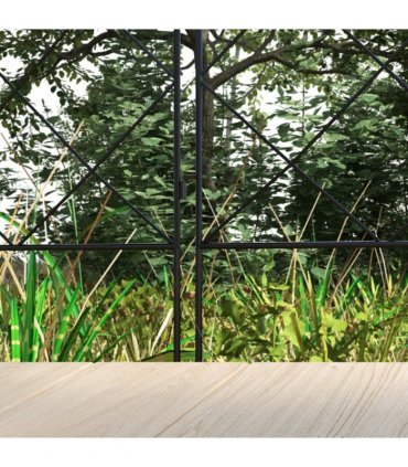 Steel Black Garden Fence 348L x 110H cm Border Edging Swirls Patio Decoration