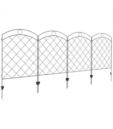 Steel Black Garden Fence 348L x 110H cm Powder Coated Steel Frame Flexible Shape