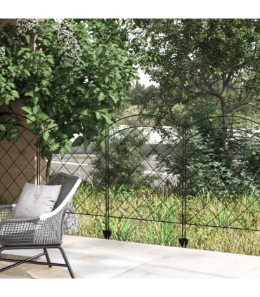 Steel Black Garden Fence 348L x 110H cm Powder Coated Steel Frame Flexible Shape