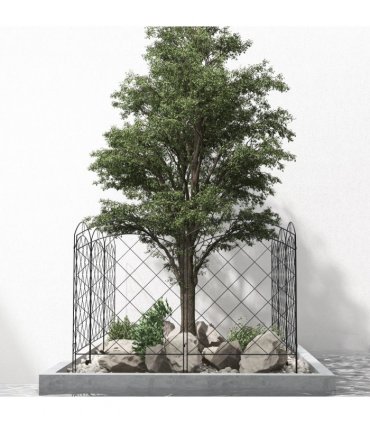 Steel Black Garden Fence 348L x 110H cm Powder Coated Steel Frame Flexible Shape