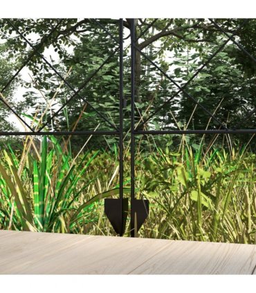 Steel Black Garden Fence 348L x 110H cm Powder Coated Steel Frame Flexible Shape