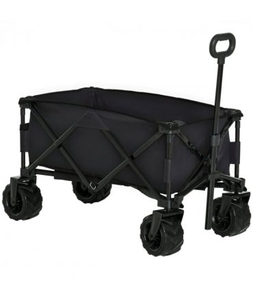 Garden Trolley Cart Black Metal Oxford Cloth 108cm x 55cm x 89cm Handles 70kg