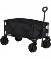 Garden Trolley Cart Black Metal Oxford Cloth 108cm x 55cm x 89cm Handles 70kg