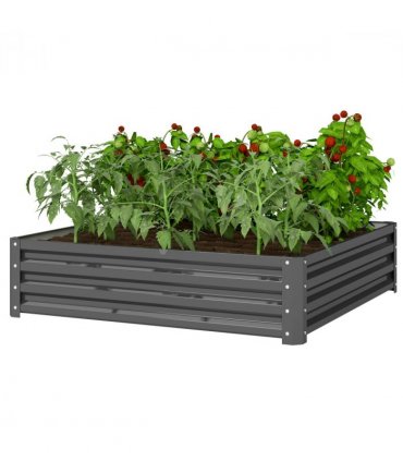 Outsunny Raised Garden Bed Metal Garden Flower Vegetable Planter Light Grey