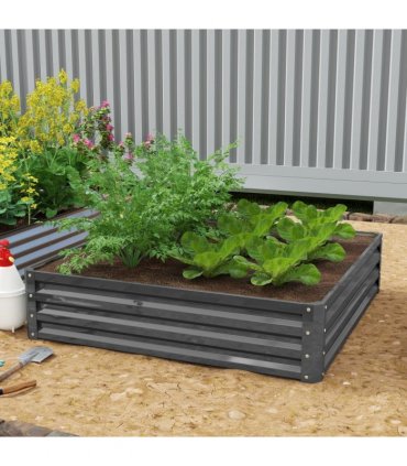 Outsunny Raised Garden Bed Metal Garden Flower Vegetable Planter Light Grey