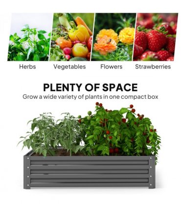 Outsunny Raised Garden Bed Metal Garden Flower Vegetable Planter Light Grey