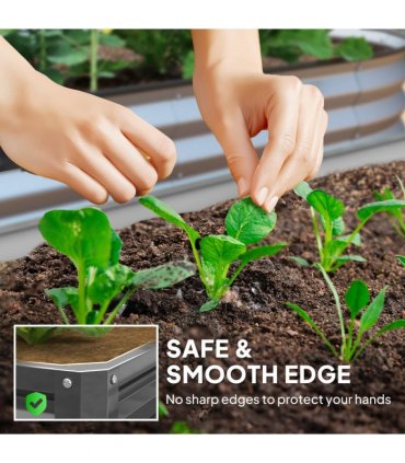 Outsunny Raised Garden Bed Metal Garden Flower Vegetable Planter Light Grey