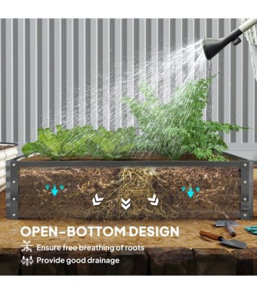 Outsunny Raised Garden Bed Metal Garden Flower Vegetable Planter Light Grey