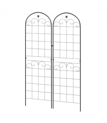 Outsunny Set of 2 Metal Trellis for Climbing Plants, Floral Design