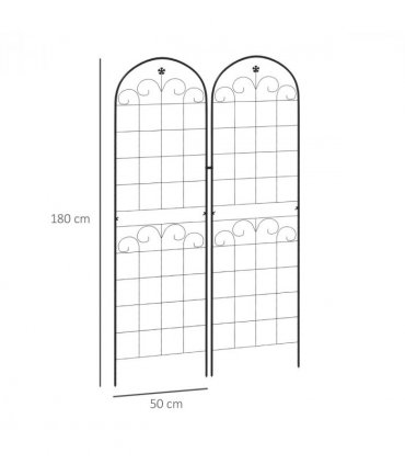 Outsunny Set of 2 Metal Trellis for Climbing Plants, Floral Design