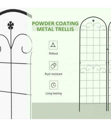 Outsunny Set of 2 Metal Trellis for Climbing Plants, Floral Design