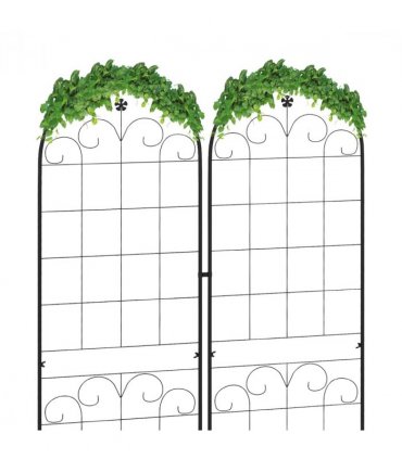 Outsunny Set of 2 Metal Trellis for Climbing Plants, Floral Design