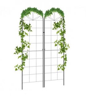 Metal Trellis Set of 2 Black Steel 50W x 180Hcm Climbing Plants Decoration