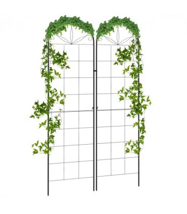 Metal Trellis Set of 2 Black Steel 50W x 180Hcm Climbing Plants Decoration