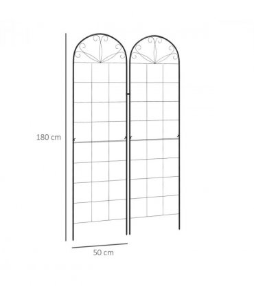 Metal Trellis Set of 2 Black Steel 50W x 180Hcm Climbing Plants Decoration