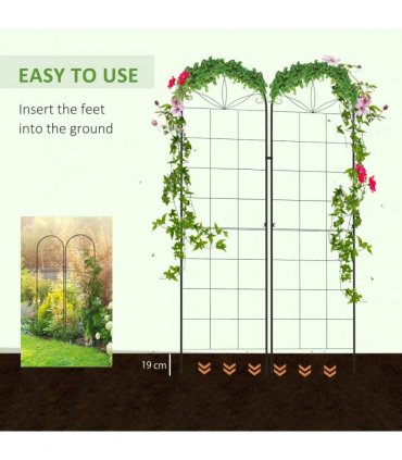 Metal Trellis Set of 2 Black Steel 50W x 180Hcm Climbing Plants Decoration