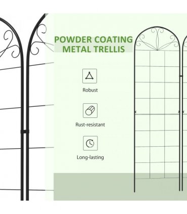 Metal Trellis Set of 2 Black Steel 50W x 180Hcm Climbing Plants Decoration