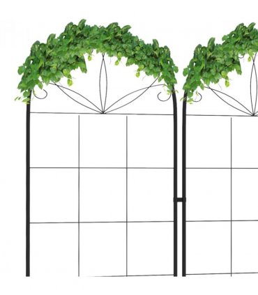 Metal Trellis Set of 2 Black Steel 50W x 180Hcm Climbing Plants Decoration