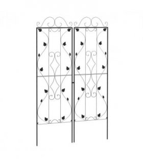 Metal Trellis Black Steel 50W x 181Hcm Set of 2 Decorative Leaf Design
