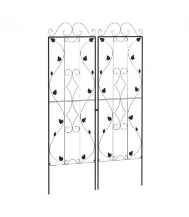 Metal Trellis Black Steel 50W x 181Hcm Set of 2 Decorative Leaf Design