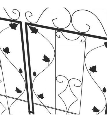 Metal Trellis Black Steel 50W x 181Hcm Set of 2 Decorative Leaf Design