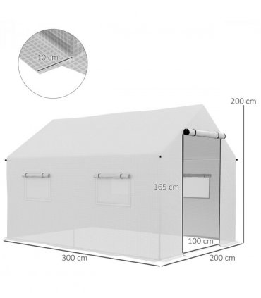 Outsunny Tunnel Greenhouse W/ UV-resistant PE Cover, Wide Door, 2 x 3(m), White