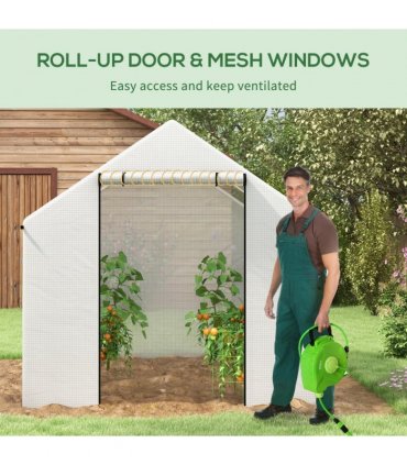 Outsunny Tunnel Greenhouse W/ UV-resistant PE Cover, Wide Door, 2 x 3(m), White