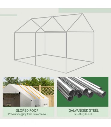 Outsunny Tunnel Greenhouse W/ UV-resistant PE Cover, Wide Door, 2 x 3(m), White