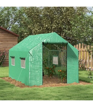 Green Galvanised Steel Tunnel Greenhouse 200W x 300D x 200Hcm with PE Cover