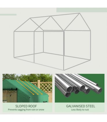 Green Galvanised Steel Tunnel Greenhouse 200W x 300D x 200Hcm with PE Cover