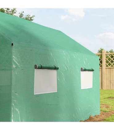 Green Galvanised Steel Tunnel Greenhouse 200W x 300D x 200Hcm with PE Cover