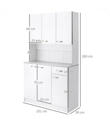 HOMCOM Freestanding Kitchen Cupboard, Storage Cabinet with Doors, Drawer